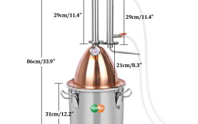 Copper Alcohol Distiller Still Keg Distilling Alcohol W/Thermometer Water pump