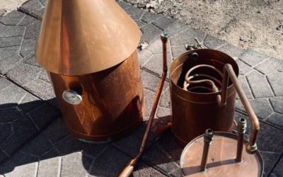 10 Gal 4″ Cap Copper Moonshine Still with Thumper Worm Never Used Patina