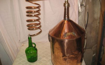 RARE Antique Copper 6-7 Gal Moonshine Still w/Coil+ Wine Bottle-A MAN CAVE MUST!