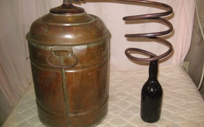NICE Antique Copper Moonshine Still w/Coil + OLD BEER BOTTLE-A MAN CAVE MUST!!!