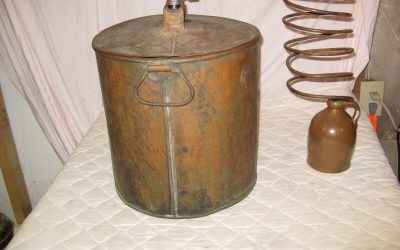 NICE Antique Copper Moonshine Still w/Coil + OLD Brown Mini Jug-A MAN CAVE MUST!