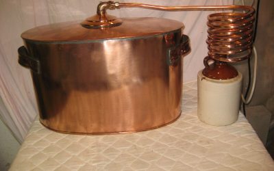 Antique OVAL Copper Moonshine Still w/Coil +Nice Stoneware JUG- A MAN CAVE MUST!