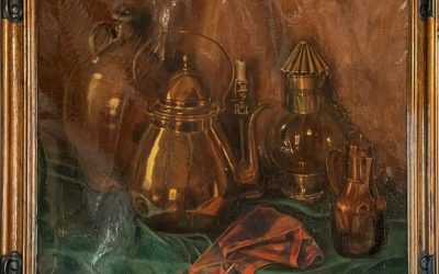 Still life of pots and jars – old painting – signed and dated