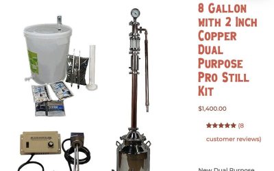 Mile HI Distilling 8 Gallon with 2 inch Copper Dual Purpose Pro Still Kit