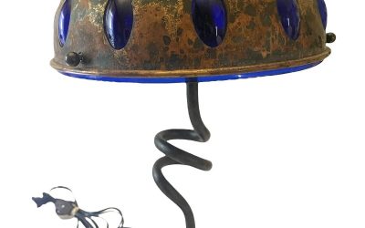 MCM VTG NANNY STILL Brutalist Heavy Copper Cobalt Glass Dome Table Lamp – READ